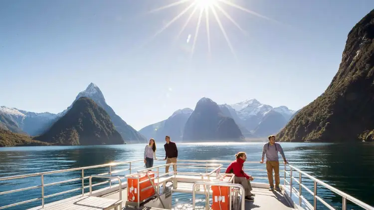 Group of people on a boat in Milford Sound