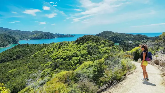 Woman walking Queen Charlotte Track