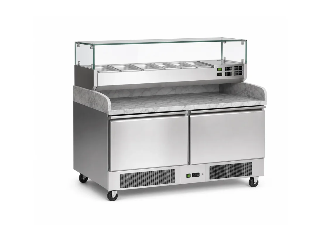 XFP1400L.CLDS marble-top commercial pizza and salad preparation counter