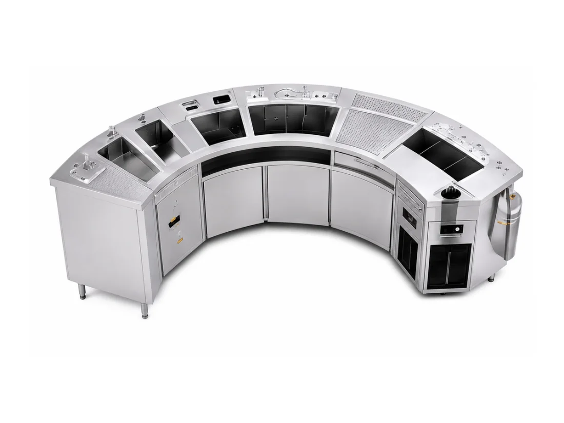 FB fan-shaped stainless steel commercial bartending station