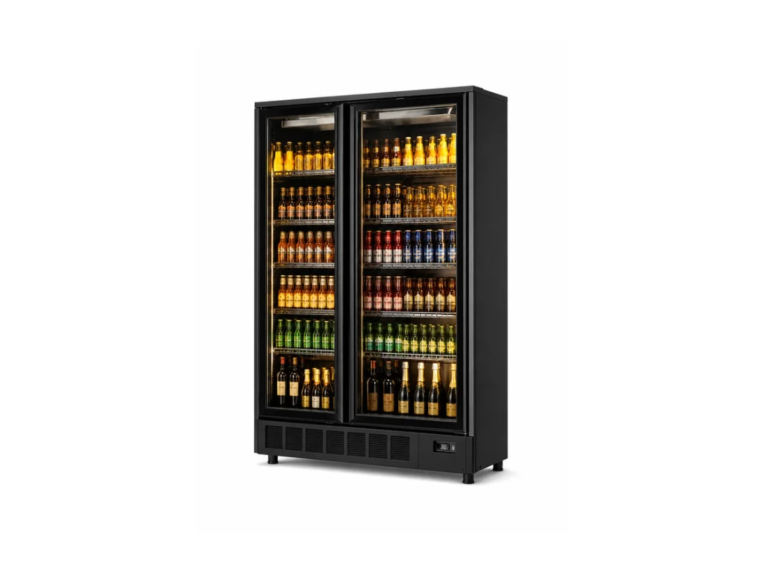 XF1680PJ rear-mounted black beverage display refrigerator