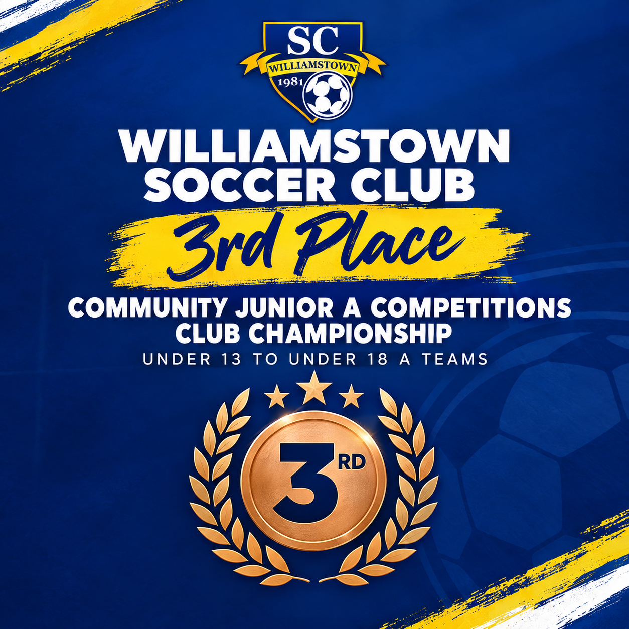 poster announcing third place in club championship