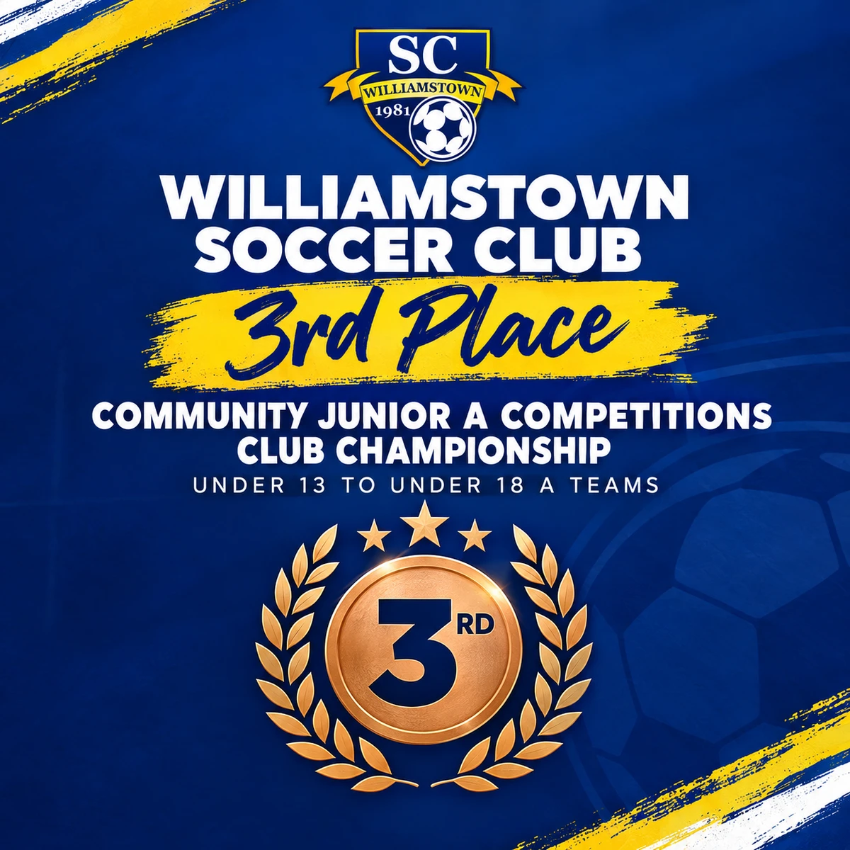 poster announcing third place in club championship