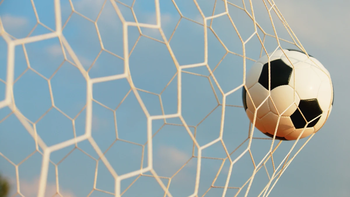photo of ball in soccer goal