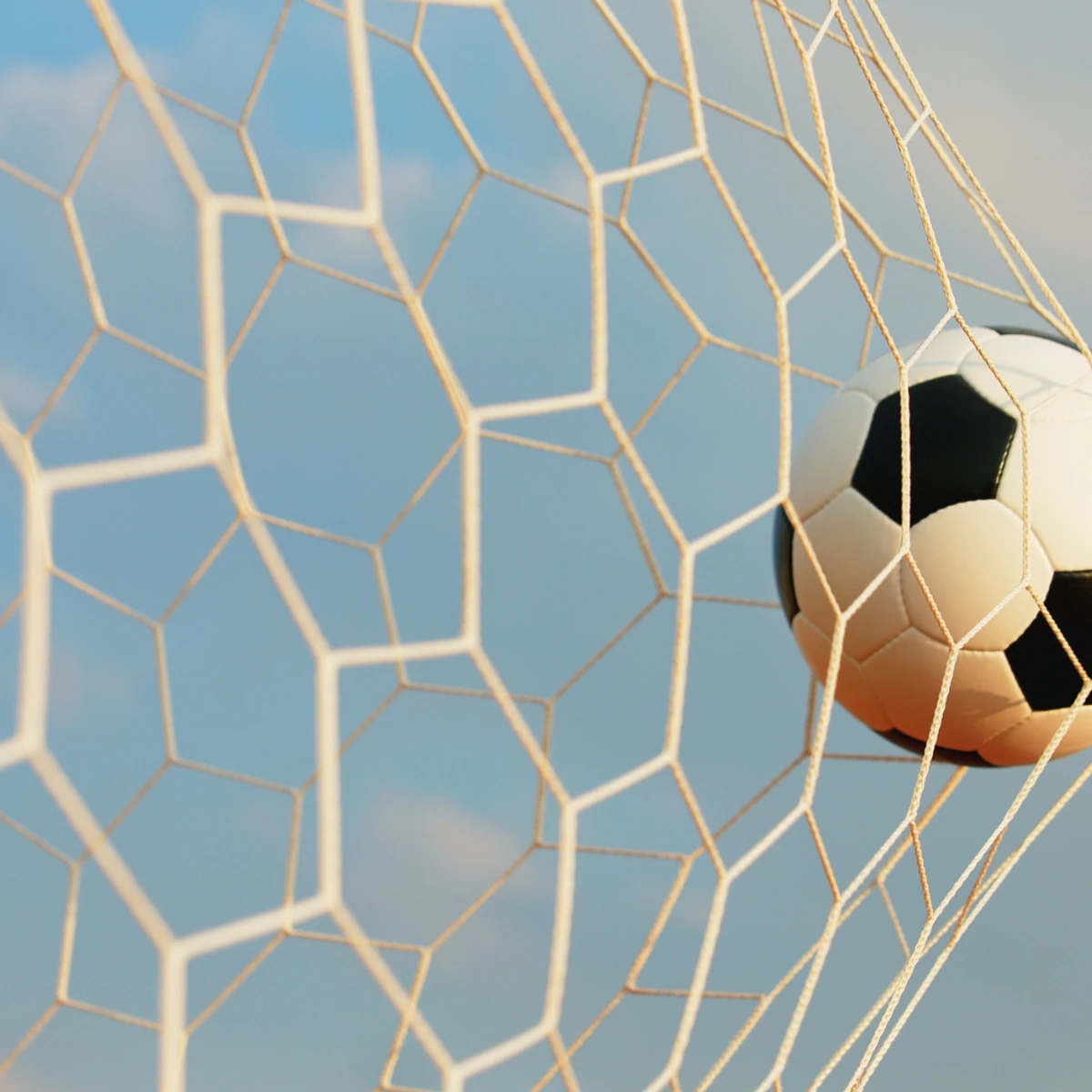 photo of ball in soccer goal