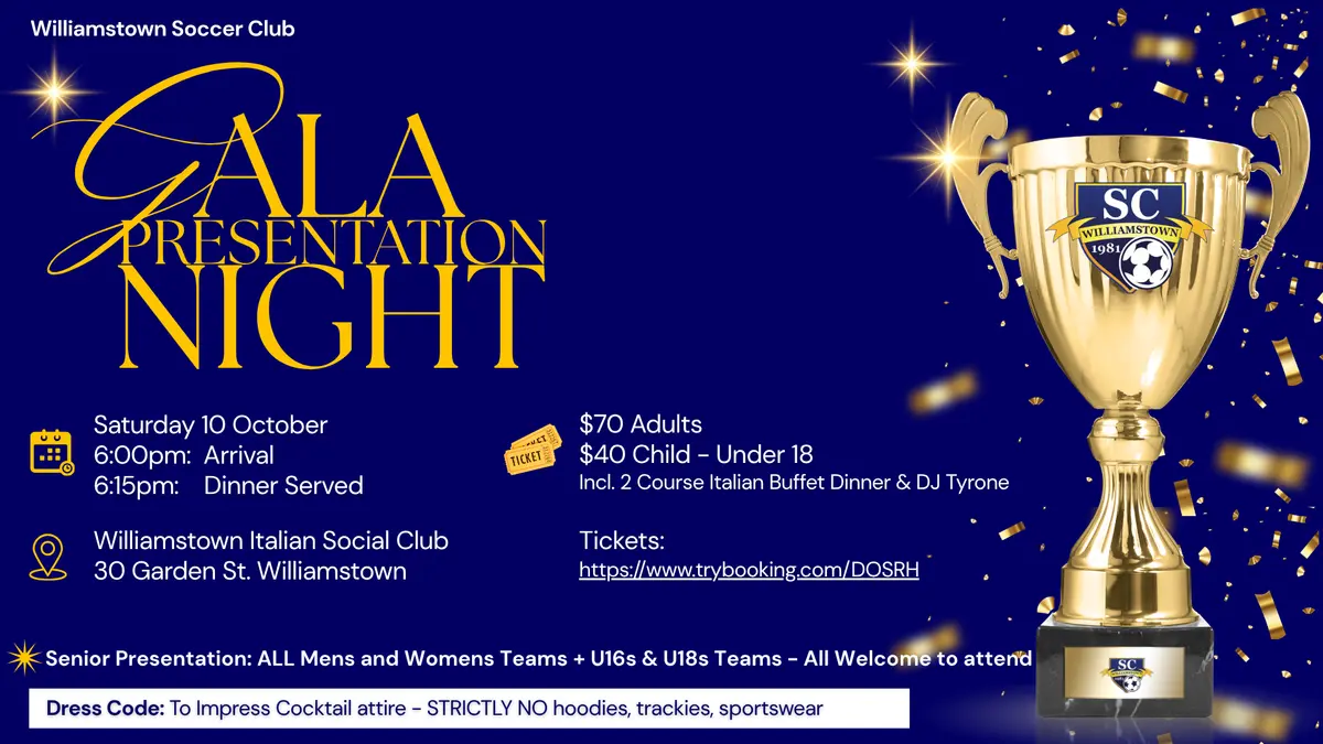 WSC Gala Presentation Dinner & Awards Night 2026 - Tix Now On Sale !
