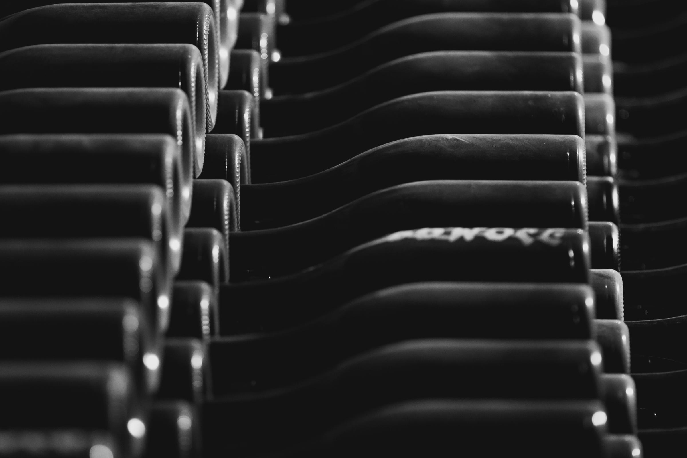 Dom Pérignon bottles lying down