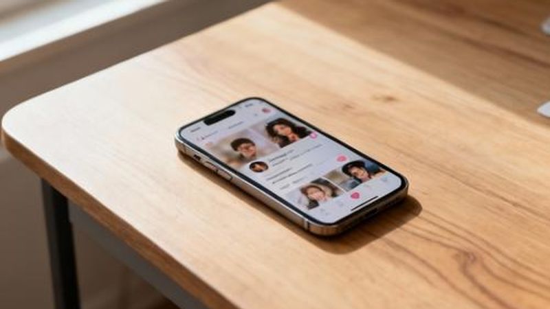 Professional smartphone displaying Raya dating app interface on modern desk setup