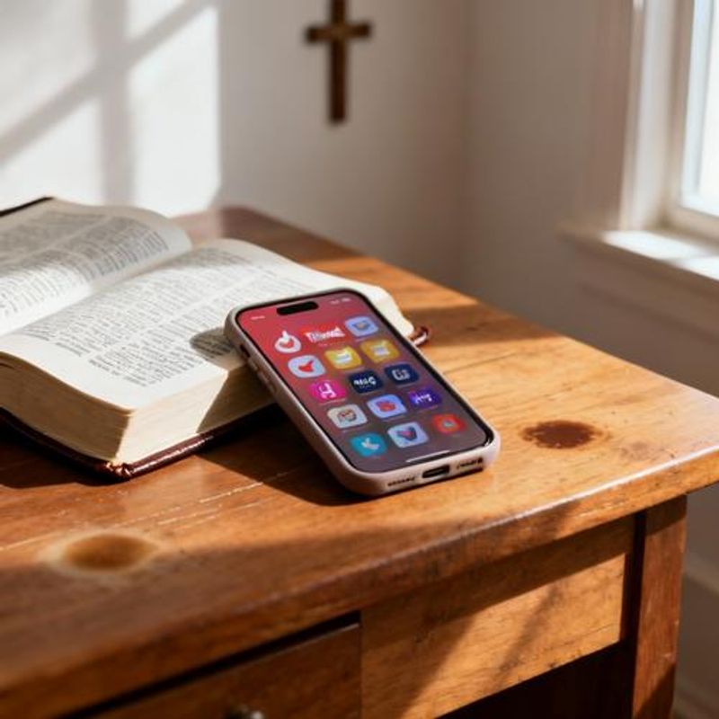 Smartphone displaying various dating app icons on a desk
