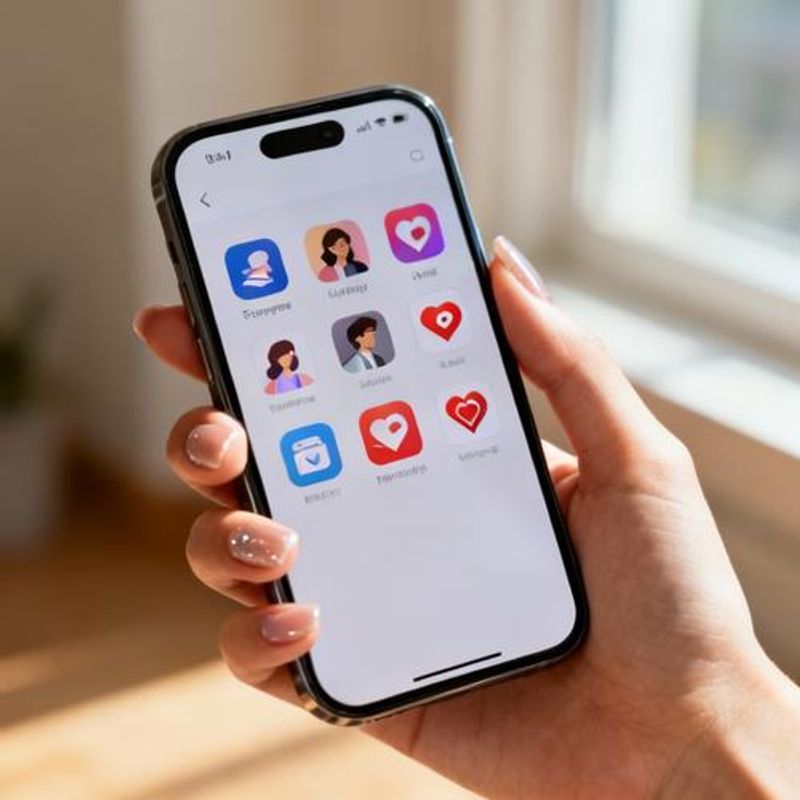 Collection of dating app icons displayed on smartphone screen