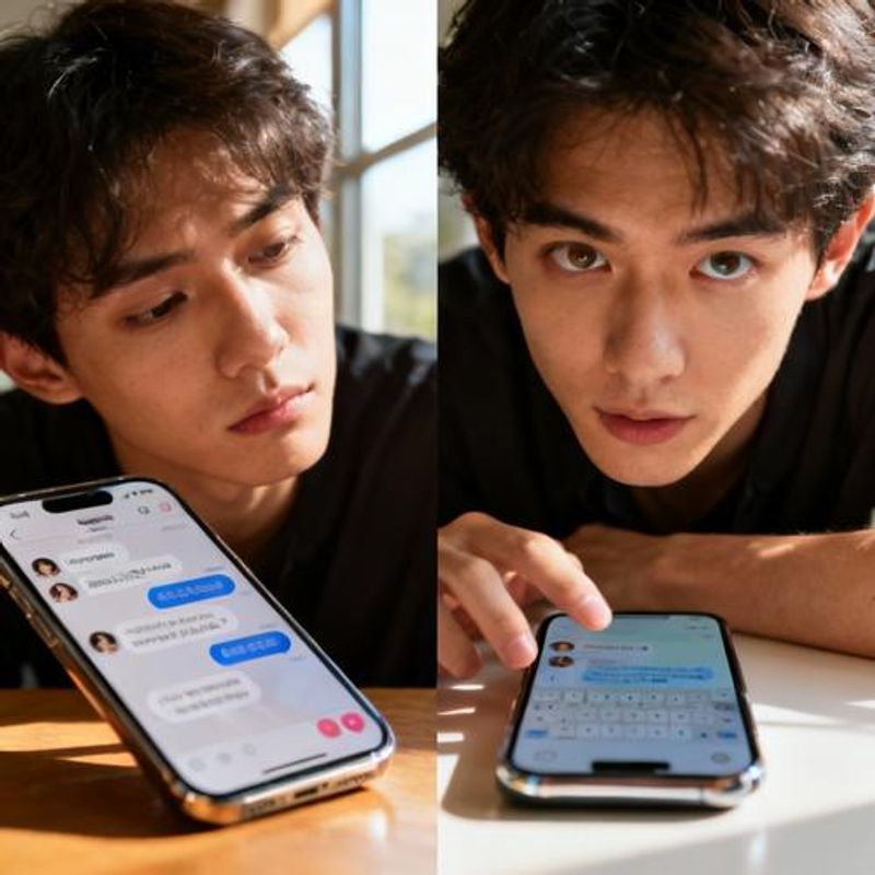 Split screen showing shallow dating app vs meaningful conversation