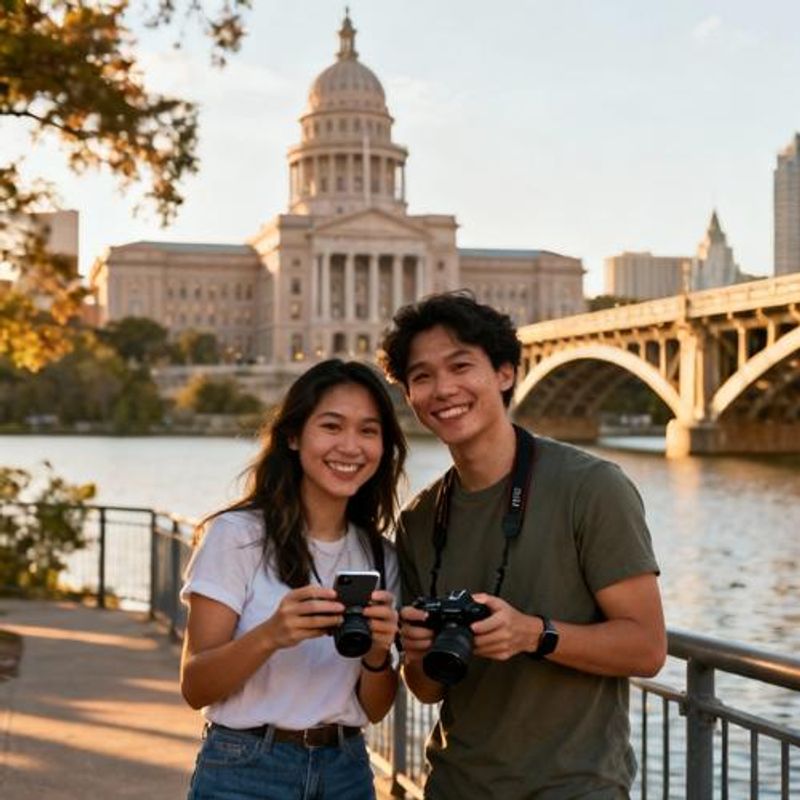 Austin singles creating dating profiles with local landmarks in background