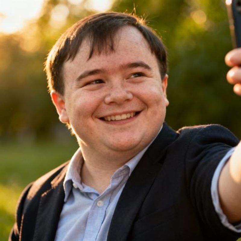 Person with Down syndrome confidently taking a selfie for their dating profile