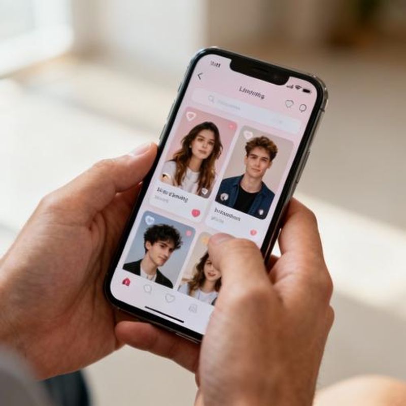 Smartphone displaying Hiki dating app interface with profile cards