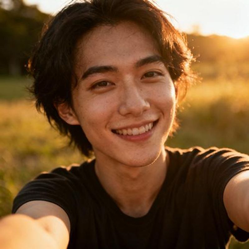 Person taking authentic dating profile photos outdoors in natural lighting