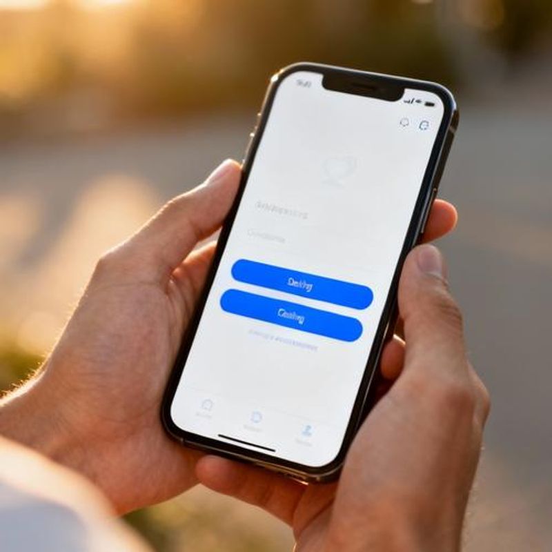 Close-up of smartphone showing dating app interface