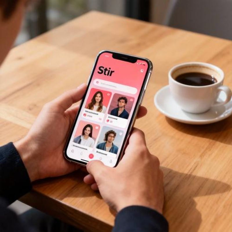 Stir dating app interface on smartphone screen