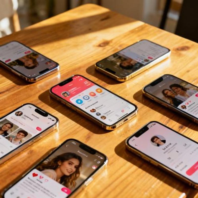 Side-by-side comparison of different dating app interfaces on mobile devices
