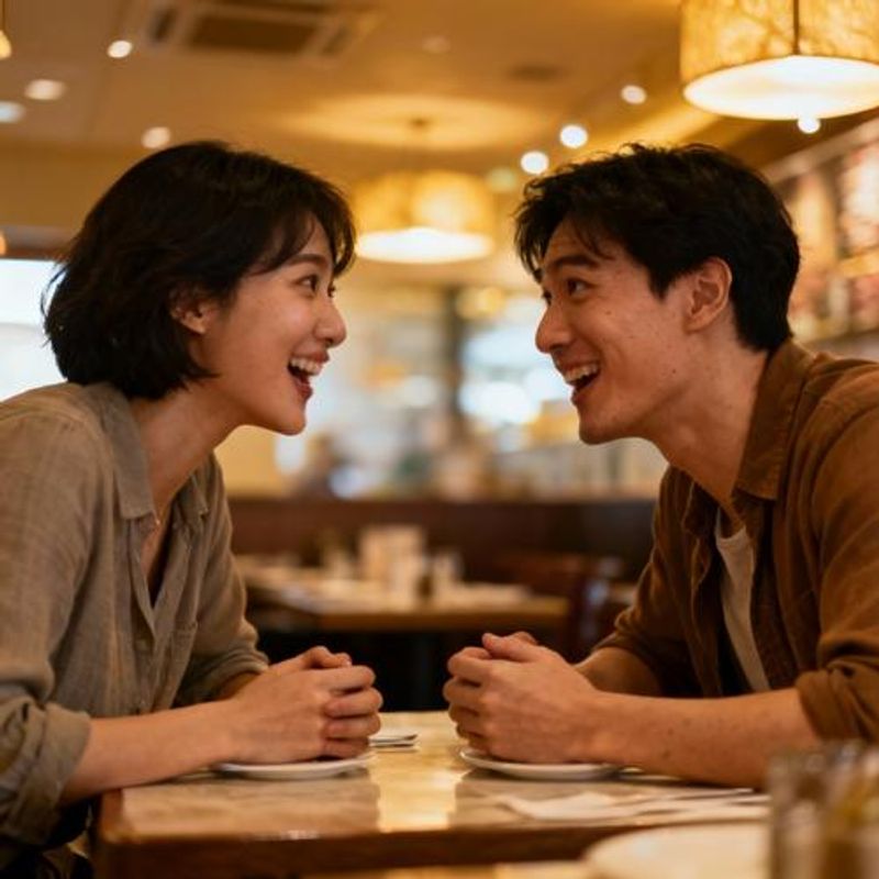 Two people having meaningful conversation over dinner