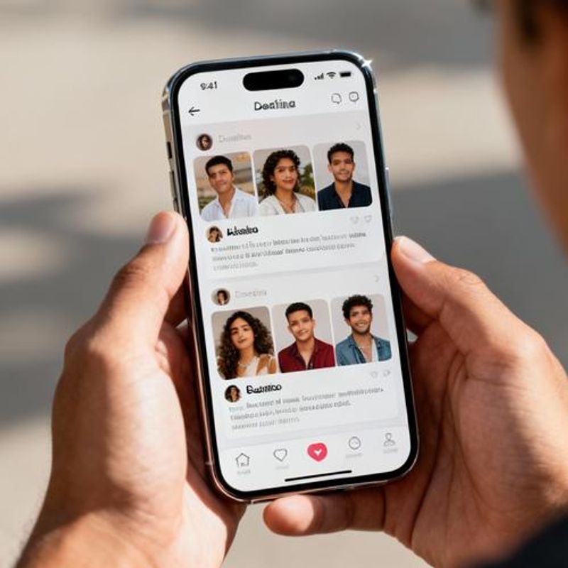 Smartphone displaying Chispa app interface with Latino profiles