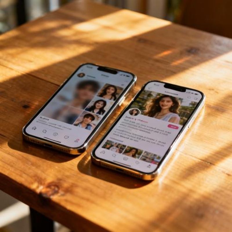 Split screen showing bad vs good dating app profiles