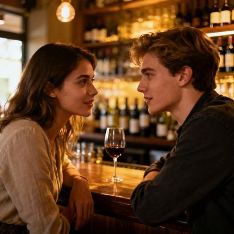 Two people having intimate conversation at cozy setting