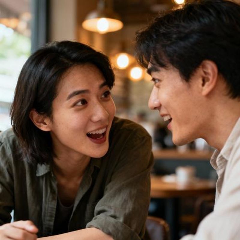 Two people engaged in meaningful conversation showing genuine interest