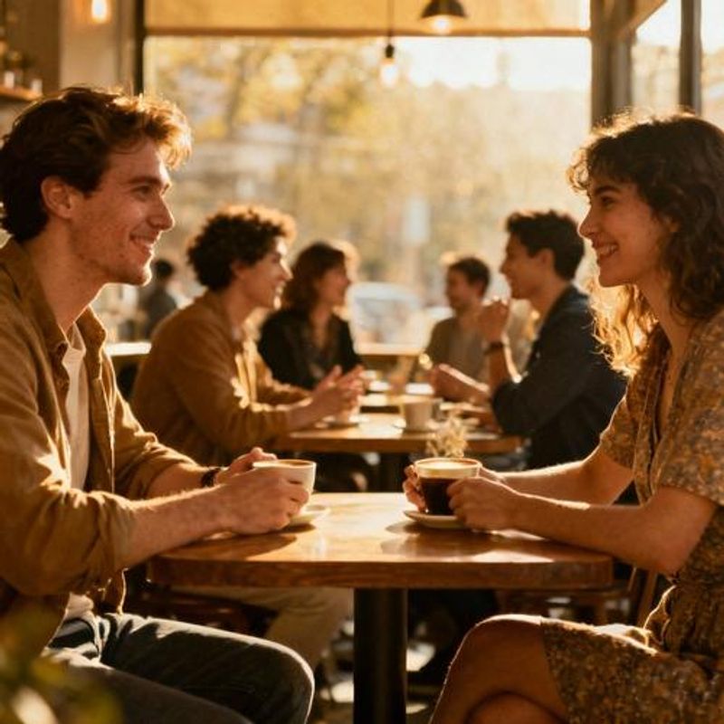 Diverse group of singles having coffee dates and conversations
