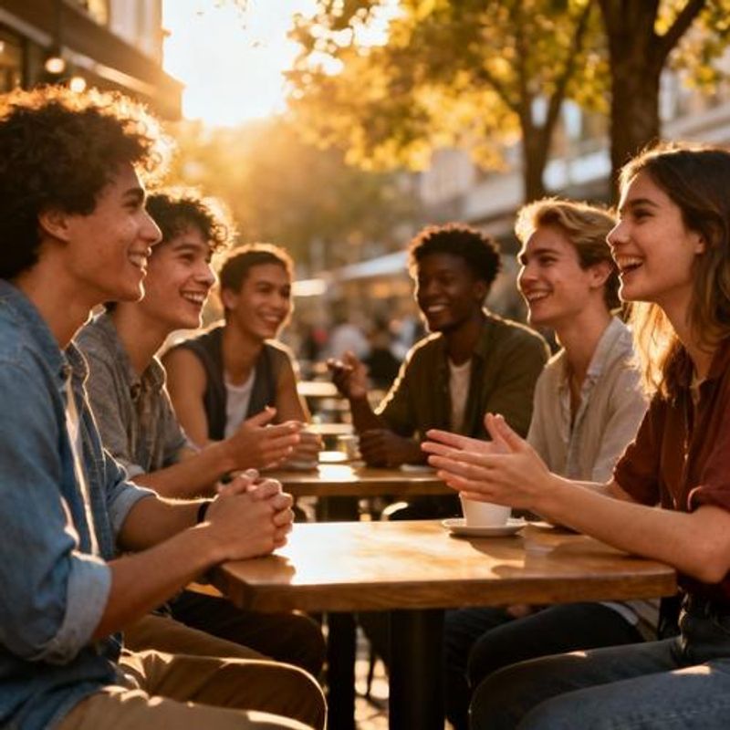 Diverse group of people meeting in person after connecting through dating apps