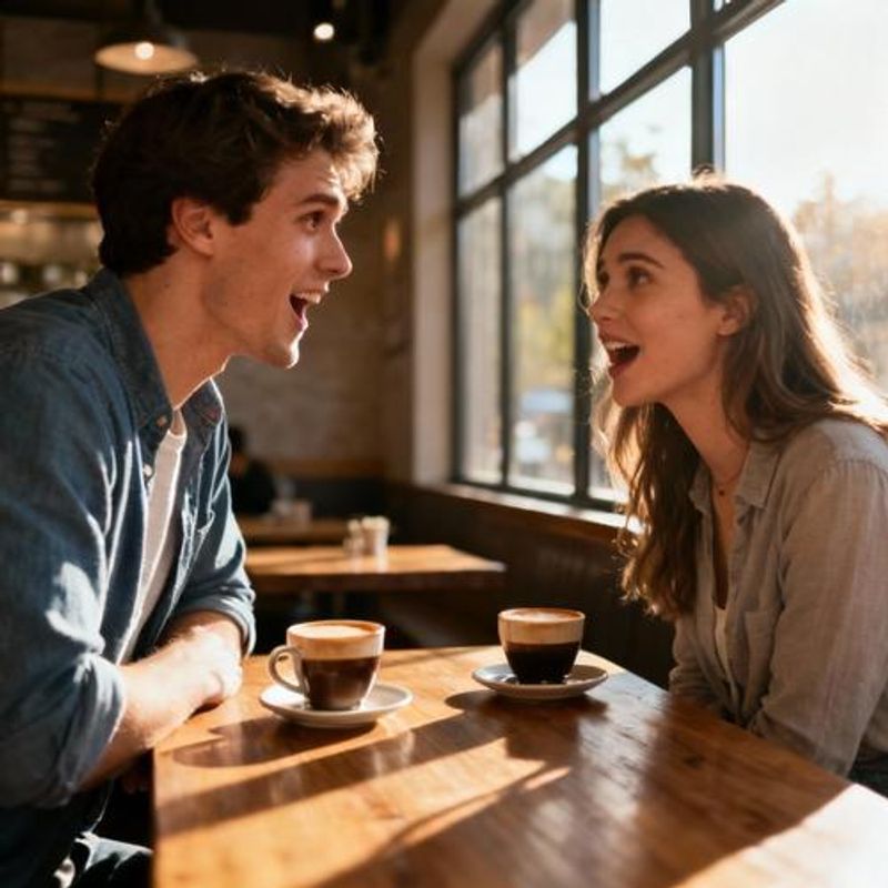 Happy couple meeting for first time from dating app