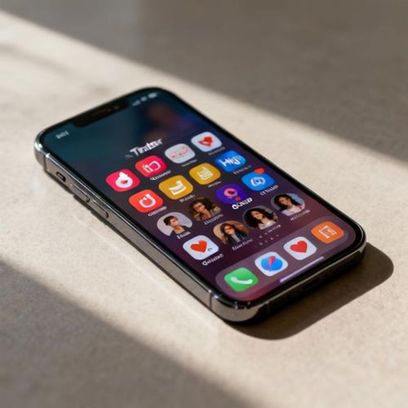 Multiple dating app icons displayed on smartphone screen comparison