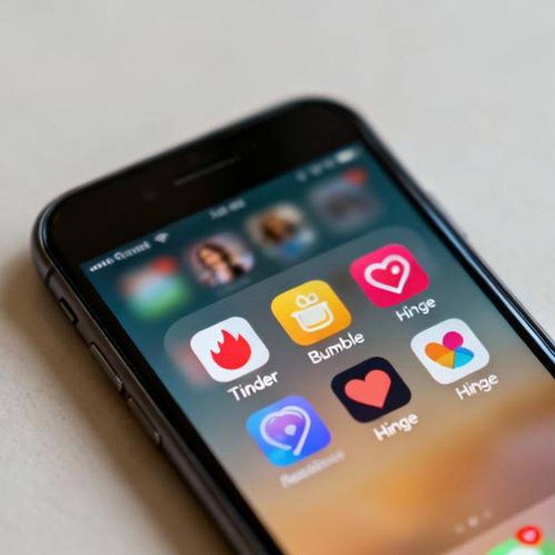 Multiple dating app icons on smartphone screen