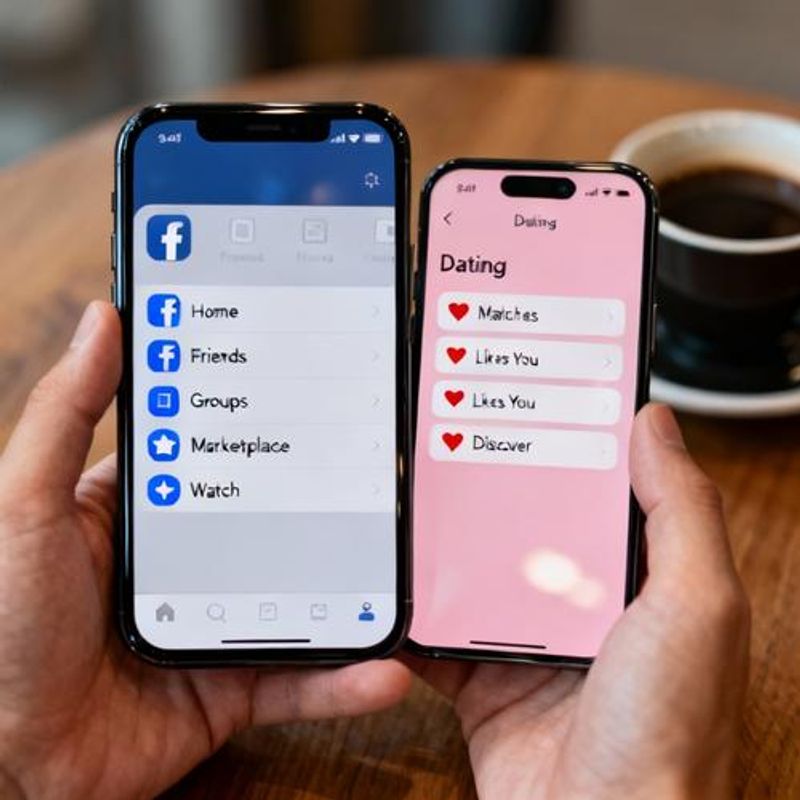 Step-by-step Facebook app navigation to Dating feature