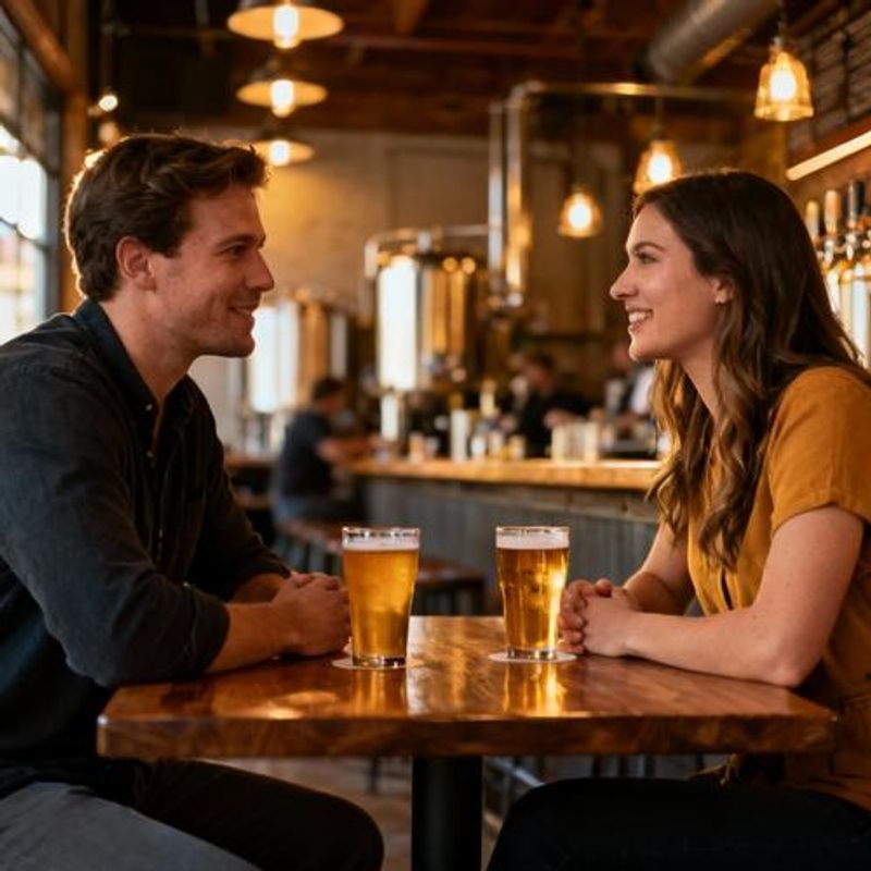Couple on first date at Denver brewery with craft beer