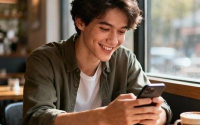 Person setting up dating app profile on smartphone