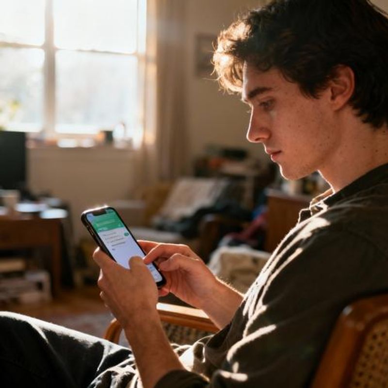 Person thoughtfully crafting dating app message on phone