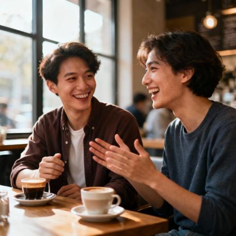 Two people having an engaging conversation over coffee