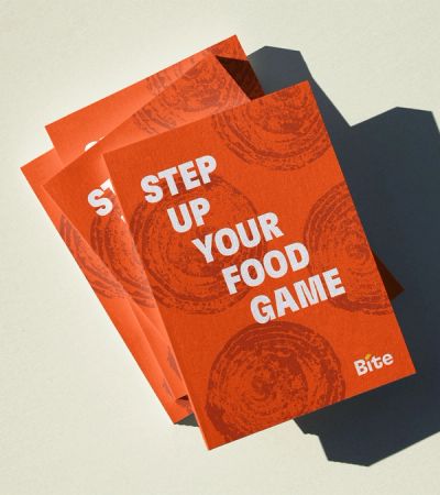 Bite book with text Level Up Your Food Game