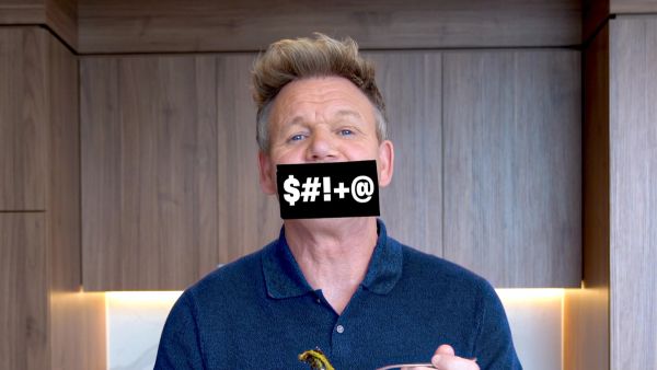 Gordon Ramsay with censored black bar over his mouth