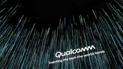 Qualcomm CES experience with logo and text Inventing the tech the world loves