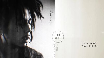House of Marley brand film with photo of Bob Marley and text I'm a rebel soul rebel