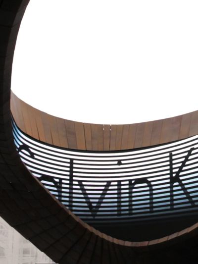 Calvin Klein logo projection at Barclays Center oculus in Brooklyn