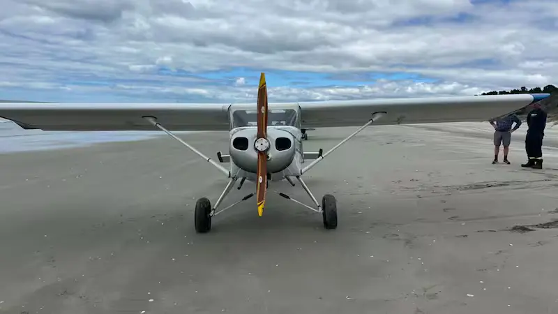 Evan Wheeler's damaged plane landed on Matakana Island