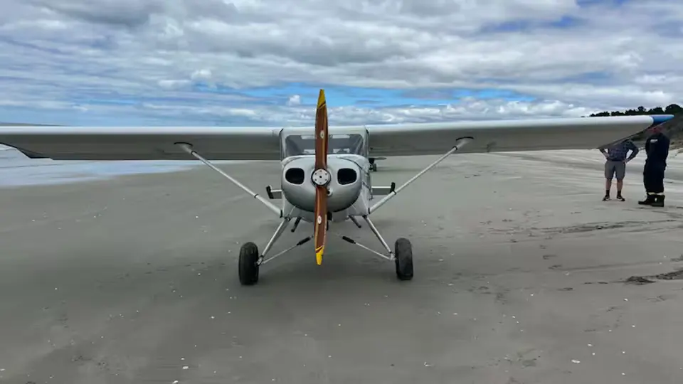 Evan Wheeler's damaged plane landed on Matakana Island