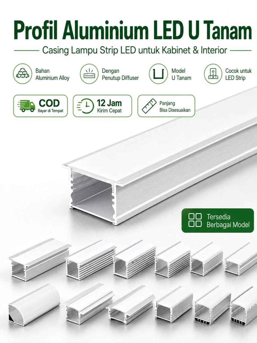 Aluminum LED Channel with PC Diffuser Cover for Interior Cabinet Lighting - Aviation Grade, Thick Material, Complete Accessories