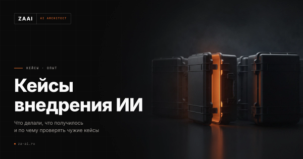 Ряд закрытых кейсов, один открыт и светится изнутри: разбор проектов внедрения ИИ