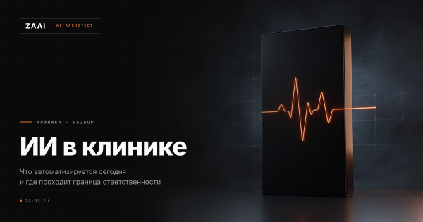 Оранжевая линия кардиограммы на чёрной плите: что ИИ автоматизирует в клинике
