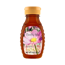 Bottle of Thrifty Bee honey