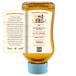 16 oz Raw USA Honey bottle peel away