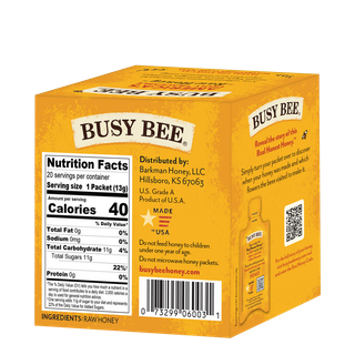 9 OZ RAW USA HONEY TO GO (2O PACKETS) BOX back
